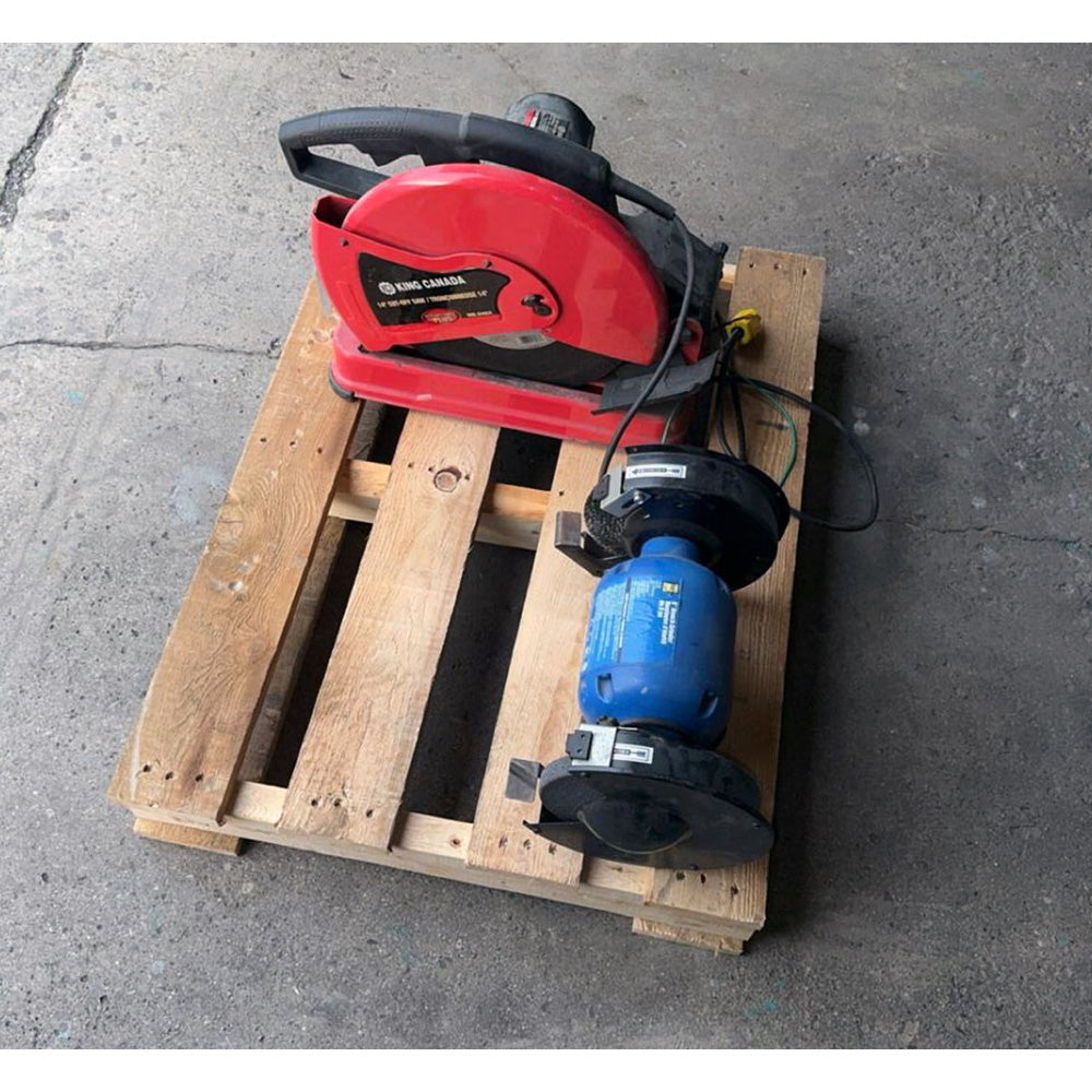 Used 2017 King Canada 14" Cut-Off Saw + Power-Fist 8" Bench Grinder Lot