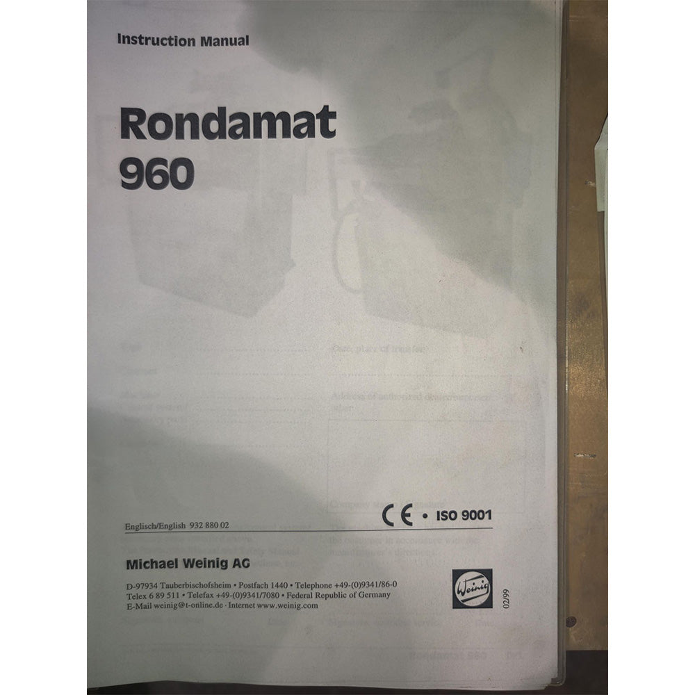 Used 2001 Weinig Rondamat 960 Profile Grinder