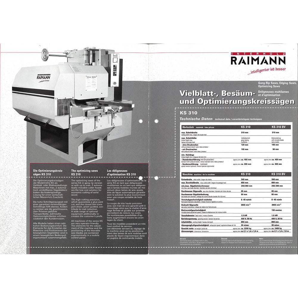 Used 2001 Raimann KM 310 BV Gang Rip Saw