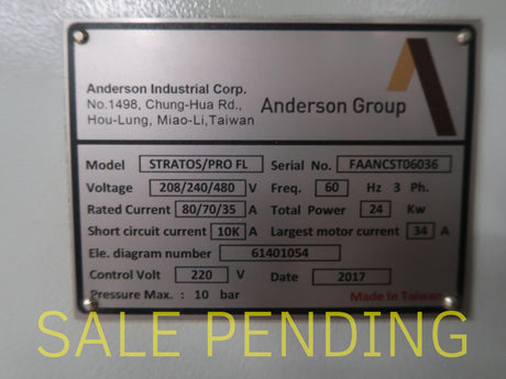 Used 2017 Anderson Technology Bridge Type CNC Router Model Stratos/Pro FI