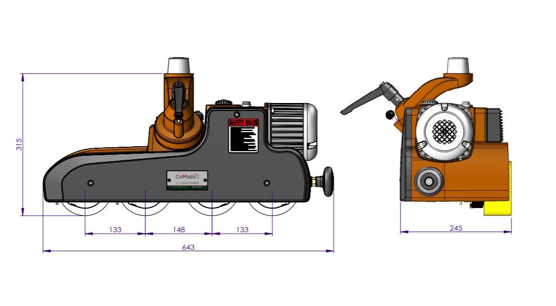 Co-Matic DC40-3-220 DC40 - 4 Wheel Variable Speed Feeder 220V 3PH with Universal Stand