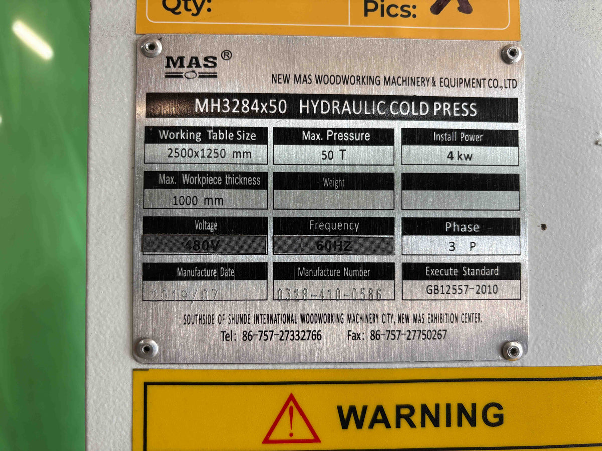 2019 MAS "MH3284x50" 50 Ton Hydraulic Cold Press
