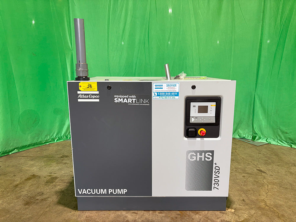 Used 2015 Atlas Copco Model GHS 730VSD Vacuum Pump S/N AP1850236
