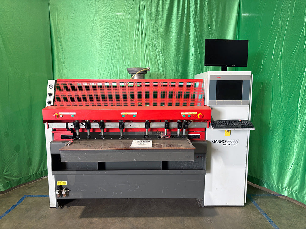 Used Gannomat Index 130 Logic/470 CNC Controlled Point-to-Point Drilling/Gluing/Dowell Insertion Machine