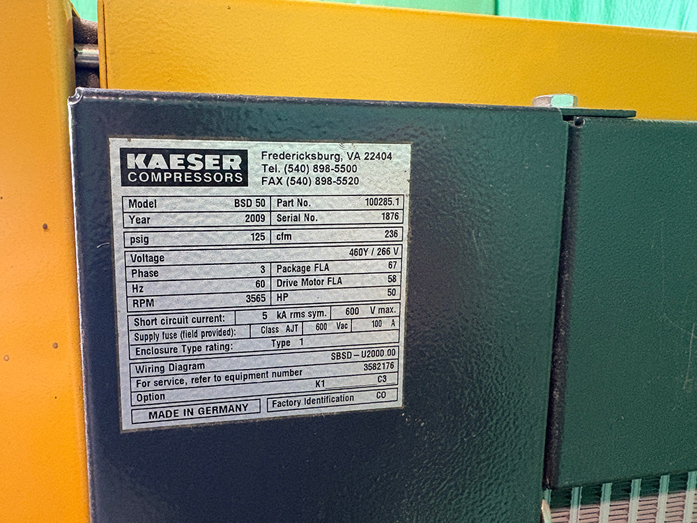 Used Kaeser BSD 50 Hp Rotary Screw Air Compressor