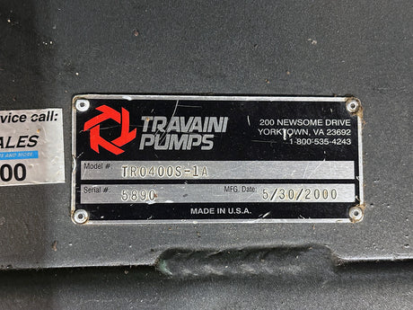 Used Travaini Dynaseal TR0400S-1A