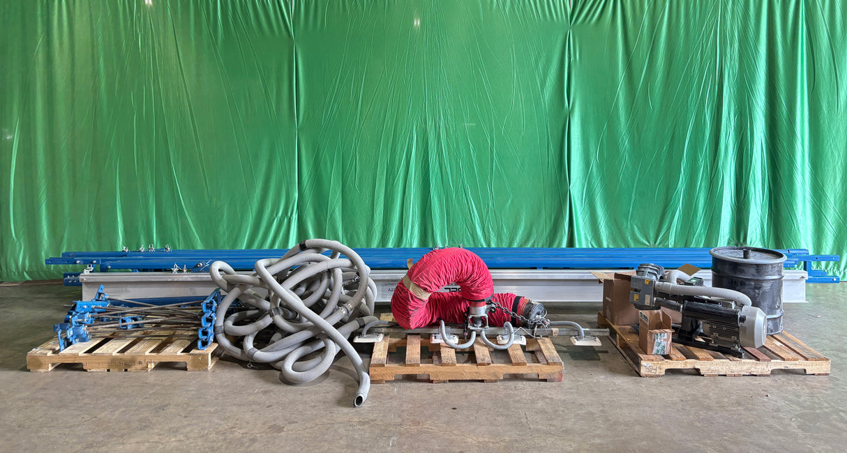 Used Vaculex Lifter with Vacuum Pump and Gorbel Ceiling Mounted Monorail