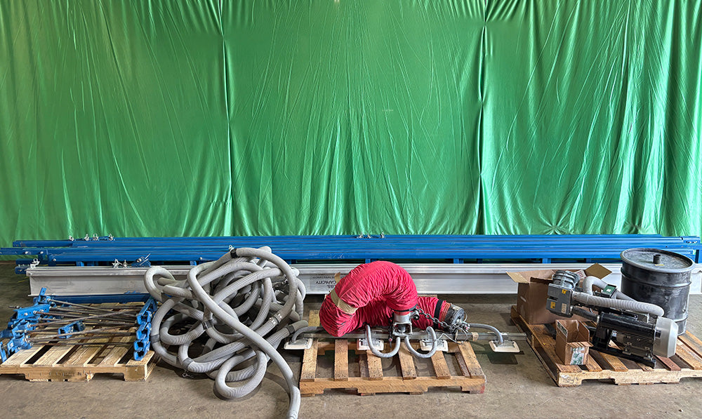 Used Vaculex Lifter with Vacuum Pump and Gorbel Ceiling Mounted Monorail