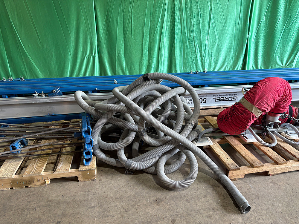 Used Vaculex Lifter with Vacuum Pump and Gorbel Ceiling Mounted Monorail